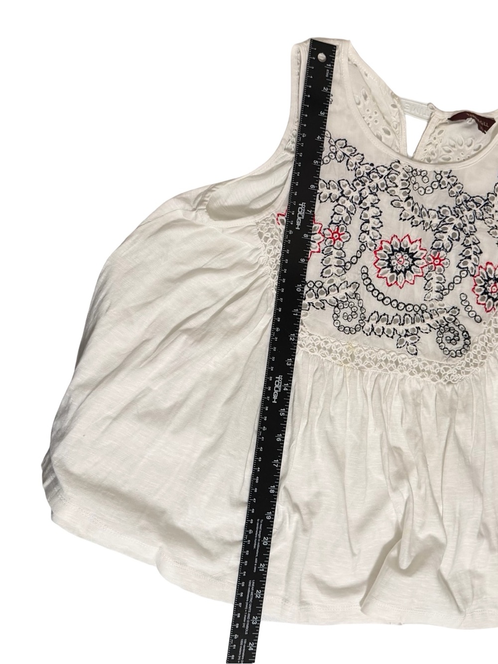 Ranna Gill White Sleeveless Tank with Navy and Red Embroidery - Picture 6 of 6